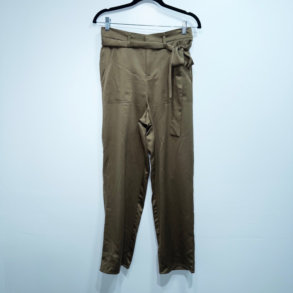 Joie Olive Green Satin Waist Tie Trousers Size‎ Medium